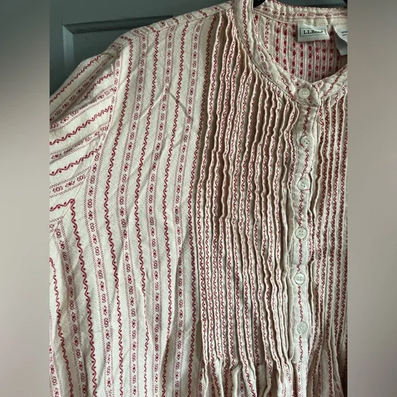 Vintage L.L. Bean Red and Cream Striped cotton night gown size XL - Picture 5 of 5